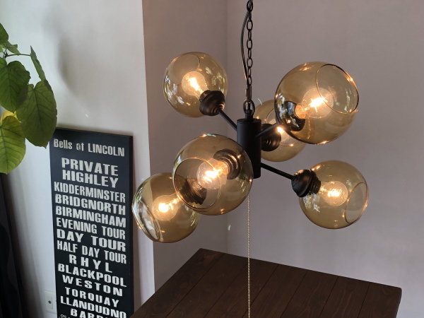 送料無料 MOON6（ムーン6） 6灯ガラスペンダントライト GS-016