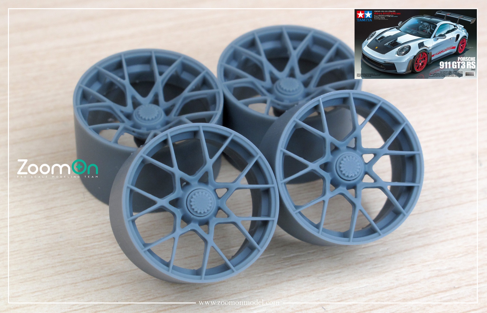 ZoomOn 1/24 ポルシェ 911 GT3 RS ホイールリムセット フロント：20