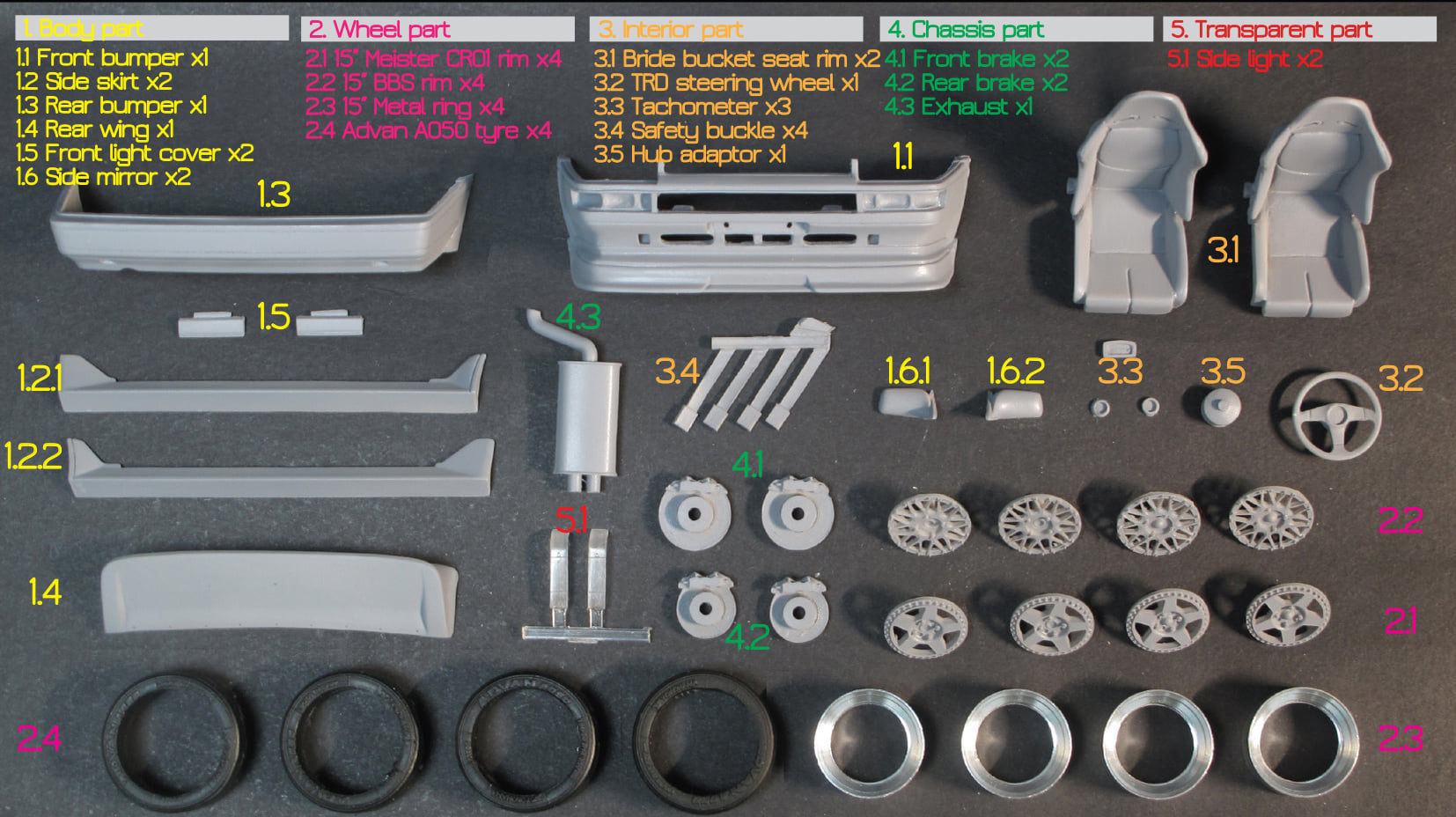 ZoomOn 1/24 トランスキット トヨタ AE86 ドリキン Ver. Z100