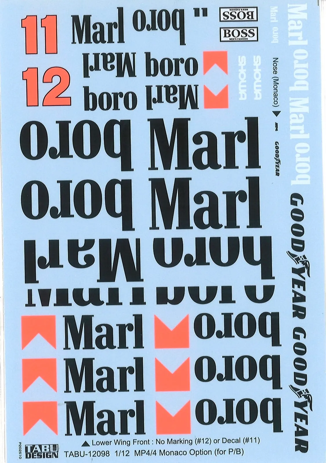 タブデザイン 1/12 マクラーレン MP4/4 マルボロ タバコ & オプション