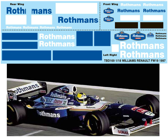TBデカール 1/18 ウィリアムズ FW19 1997 ロスマンズ タバコデカール