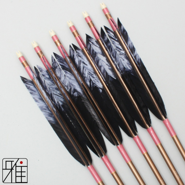 弓道 矢 ジュラ矢 ターキー差斑染羽 1913｜6本組｜翠山弓具店 suizan kyugu