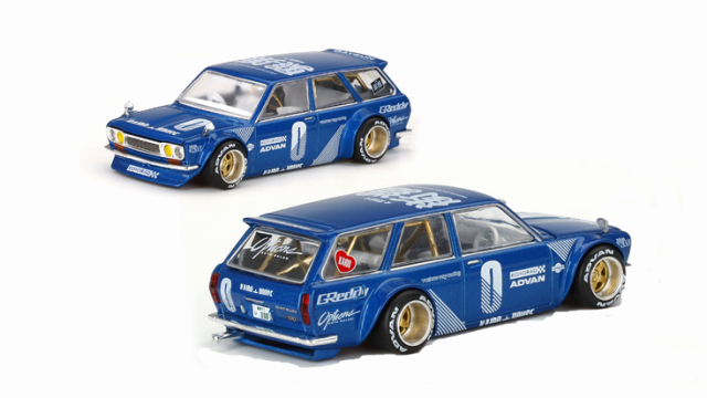 MINI GT 1/64 ダットサン KAIDO 510 ワゴン ブルー KAIDO HOUSE(右