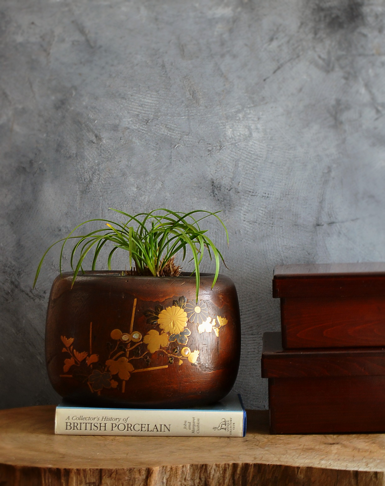 菊蒔絵火鉢 蒔絵手あぶり 鉢カバー 民具 Antique Sam's Collection