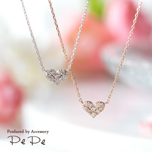 ネックレス K10ピンクゴールド ダイヤモンド アクセサリーPePe
