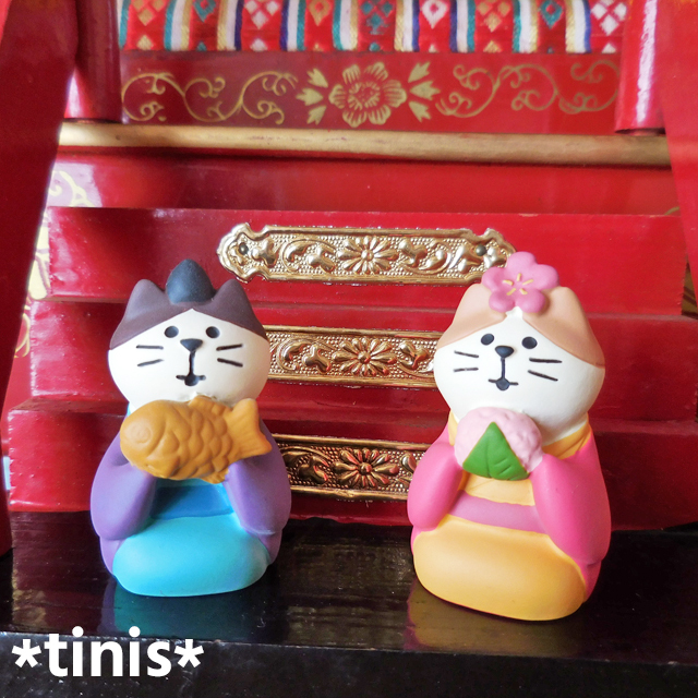 DECOLE デコレ コンコンブル 猫のおひなさま 和菓子 ペア 縁起置物