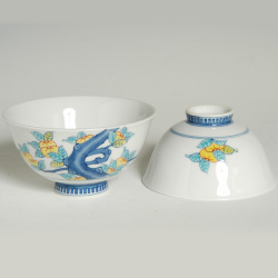 夫婦湯呑、色鍋島橘文湯呑