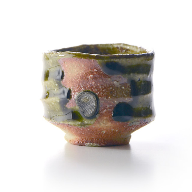 和食器 大和織部ぐい呑（共箱付D) 作家「金本卓也」