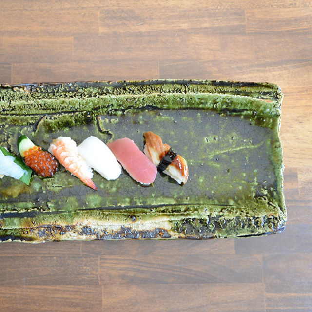 和食器 大和織部足付長角皿(L) 作家「金本卓也」