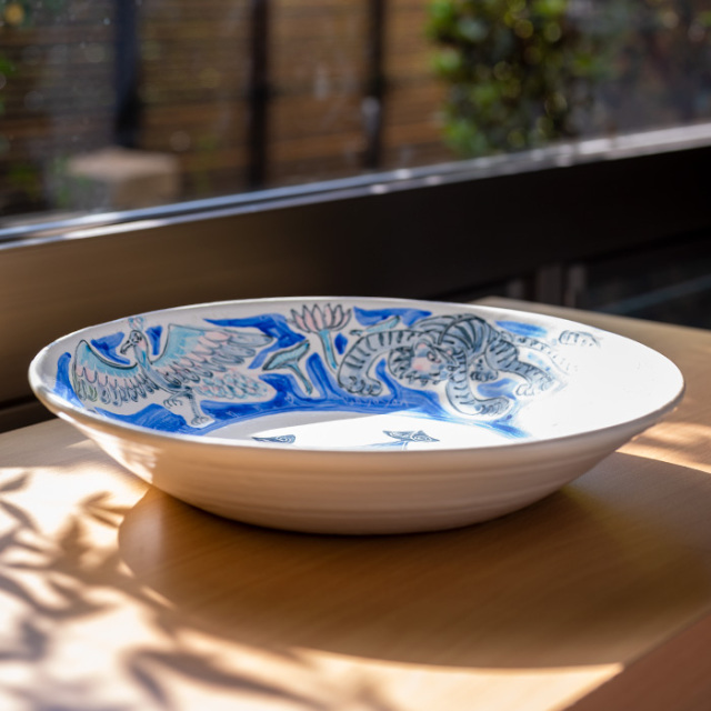 染付四神大皿(BY-334) 作家「吉岡萬理」