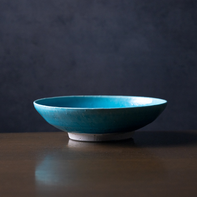 送料無料 ｜和食器 中皿 トルコブルー六寸深皿-18cm-（KIA-112） 作家