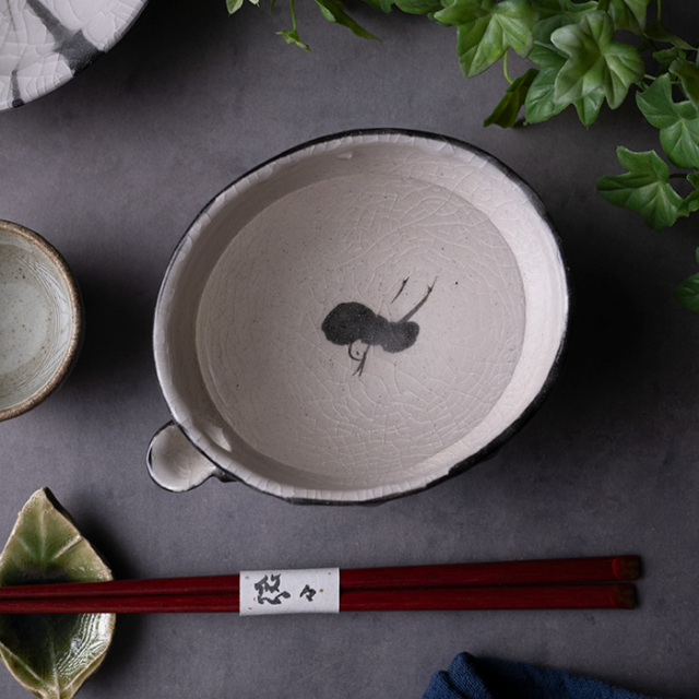 和食器 | 鉢｜鼠志野黒鳥絵片口(SS-123) 作家「佐々木好正」
