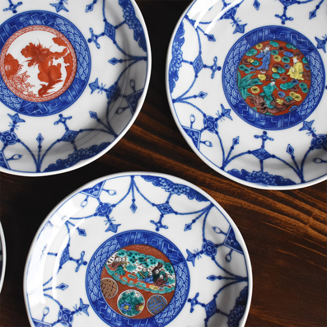 中皿 セット（ 径約 16cm ） 時代絵【アウトレット】 九谷焼専門店 和