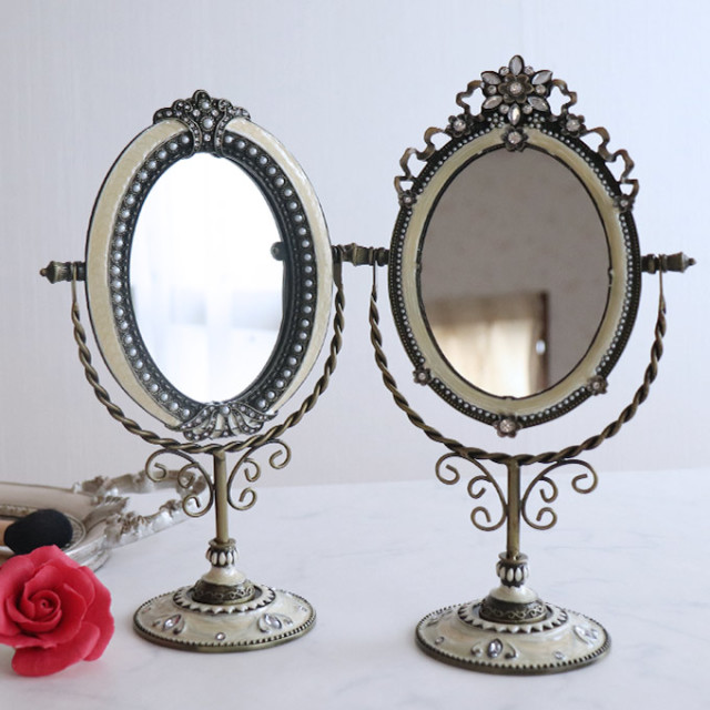 スタンドミラー オーバル パールホワイト アンティーク｜おしゃれ