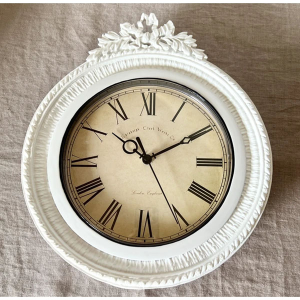 アンティーク ウォールクロック 壁掛け時計 ホワイト｜Y-KAGU(輸入家具