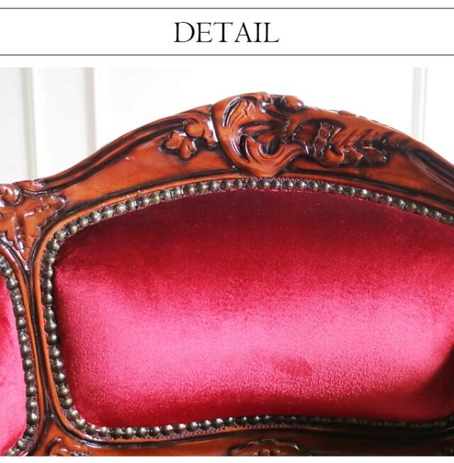 輸入家具 1人掛けソファ 木製 ベネシア ベロアレッド 1Pソファ アーム