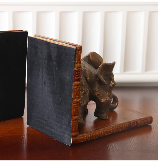 イギリス製 アンティーク風 ブックエンド エレファント 2Pセット