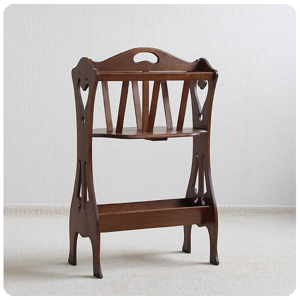 アンティーク栗の木本棚オープンラック飾り棚 古家具店舗什器