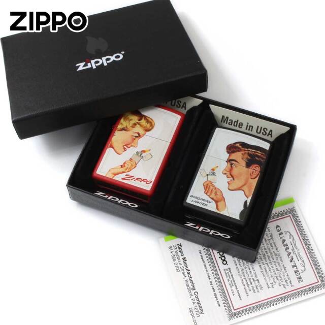 Zippo ジッポー ペア ビンテージデザイン オールドポスター ペアセット