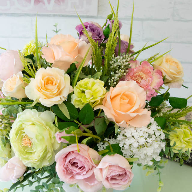 PAS074 造花アレンジメント/プラスチック合成樹脂鉢】フラワー