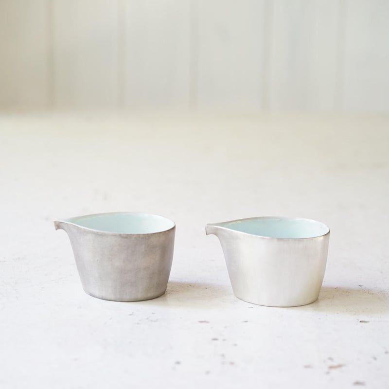 安藤雅信】外白銀彩片口 M 内白藍釉 | ギャルリ百草 online store