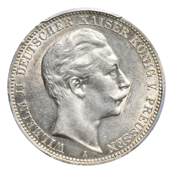 ドイツ プロイセン ヴィルヘルム2世 (1888-1918) 3マルク銀貨 1909A KM