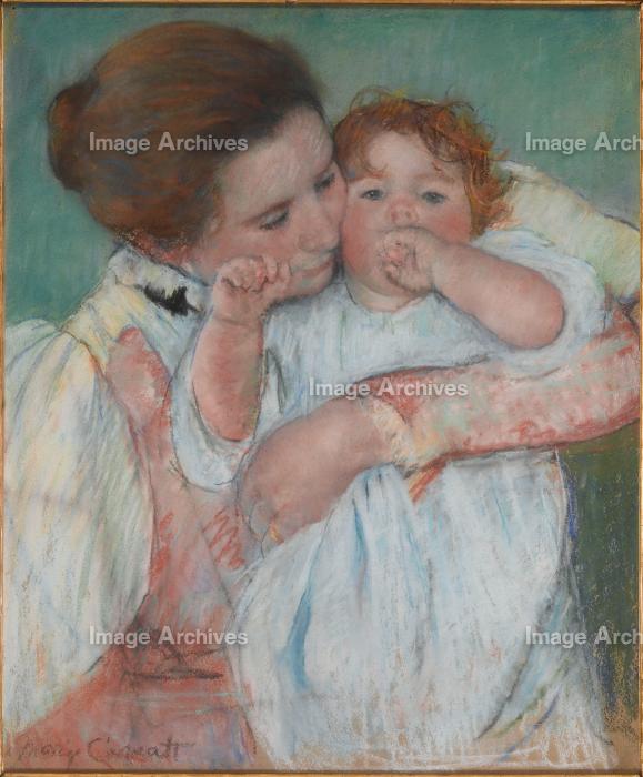 作品詳細 | 緑の背景の母と子、または母性 | イメージアーカイブ - DNP