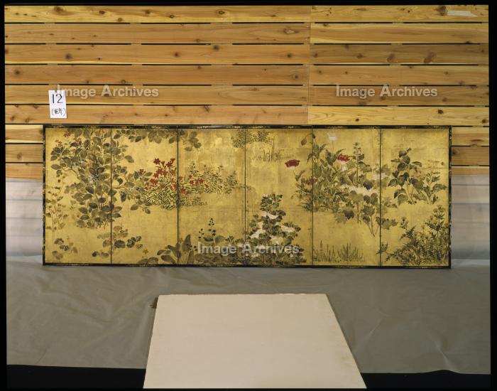 作品詳細 | 四季草花図屏風 | イメージアーカイブ - DNPアート