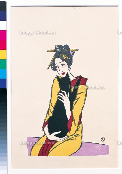 黒猫 竹久夢二 日芸版画院 版画 木版画 限定300枚 限定品 黒猫 竹久夢