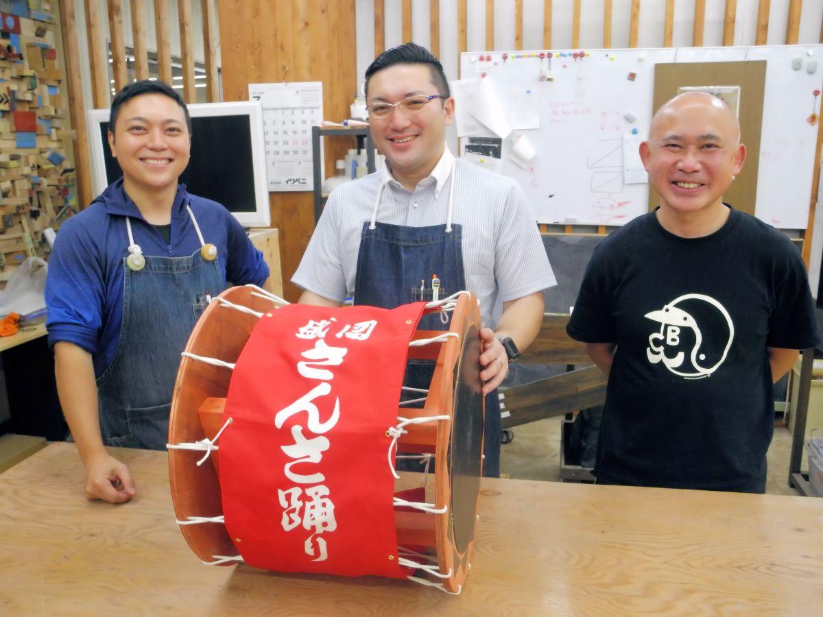 盛岡さんさ踊り」練習用太鼓が登場 市内の2社が協力、消音パッド付き