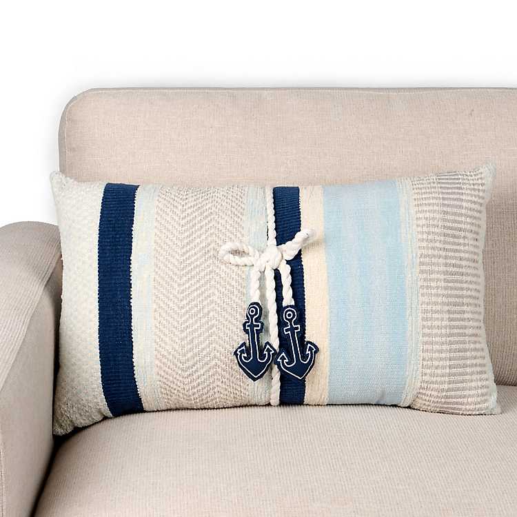Striped Anchor Ties Lumbar Pillow | Kirklands Home