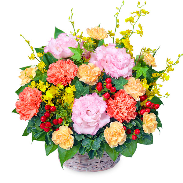 オレンジカーネーションのアレンジメント - 誕生日フラワーギフト