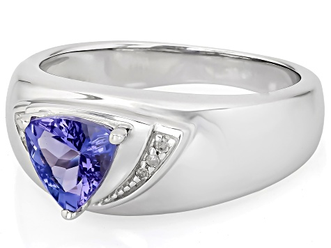 Blue tanzanite rhodium over silver ring .84ctw - TNH128 | JTV