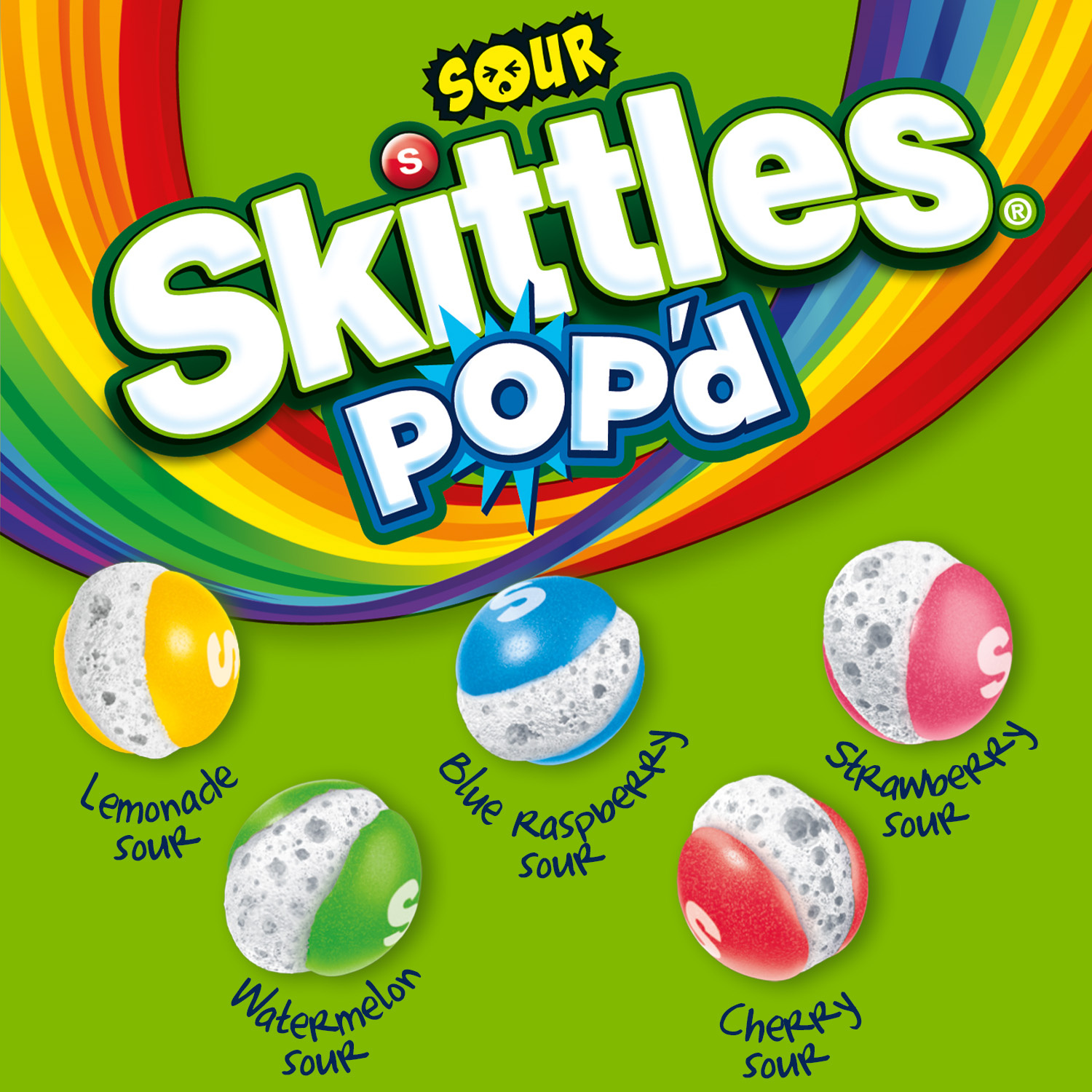 SKITTLES POP'd Sour Freeze Dried Candy, 5.5 Oz Resealable Bag