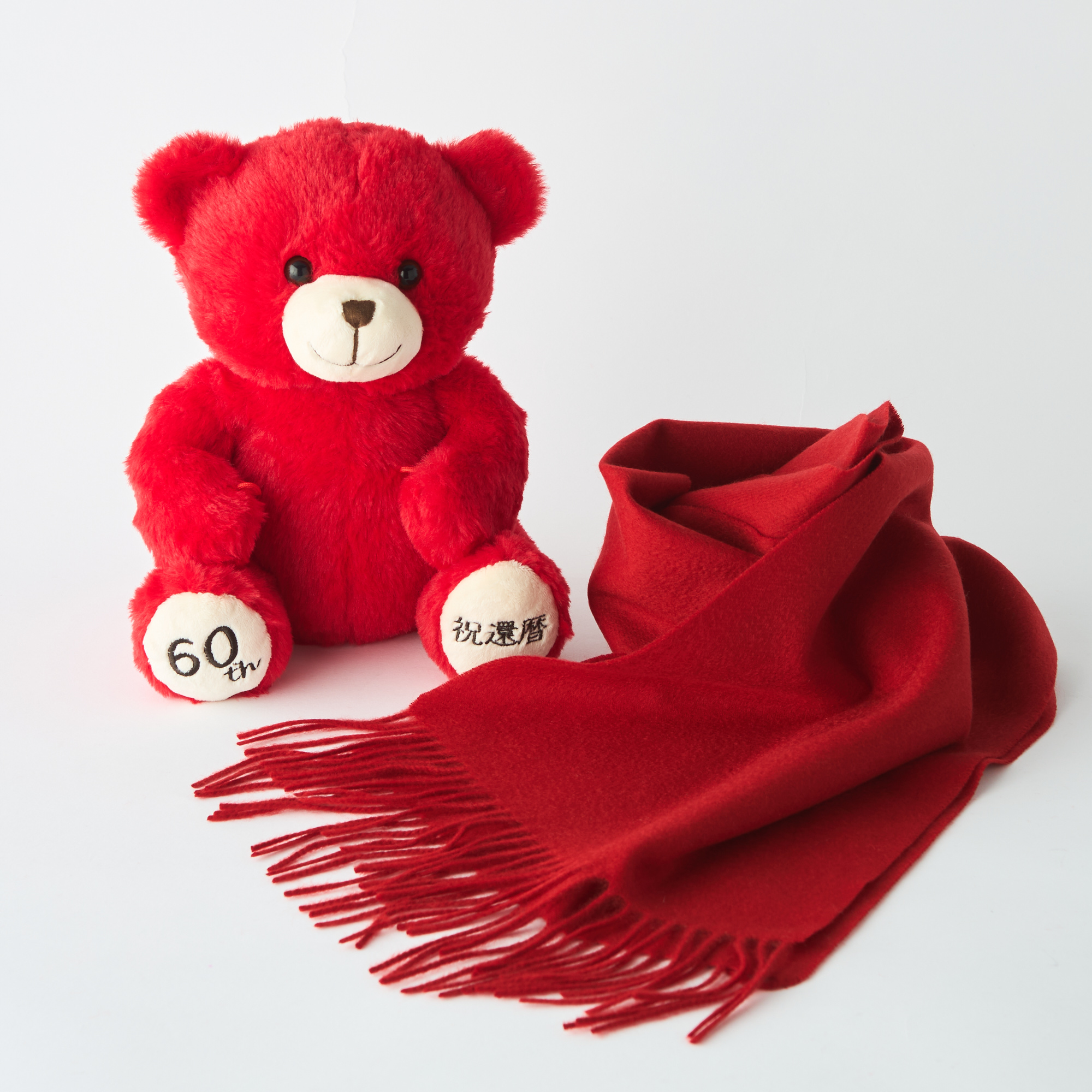 還暦・名入れギフト】カシミヤ100%マフラー＆テディベアセット | BUYER