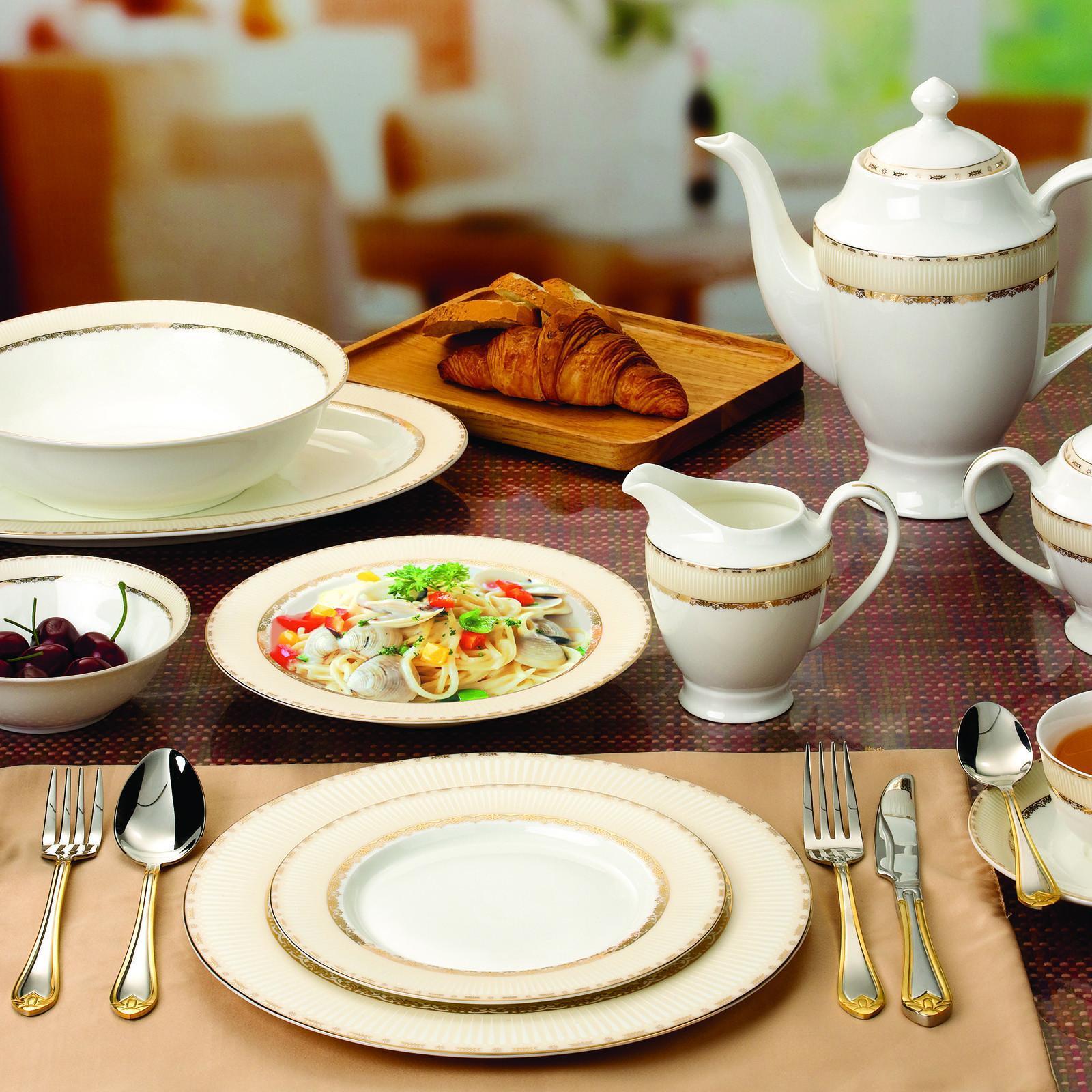 Lorenzo Import, Margaret 57-Piece Bone China Dinnerware Set