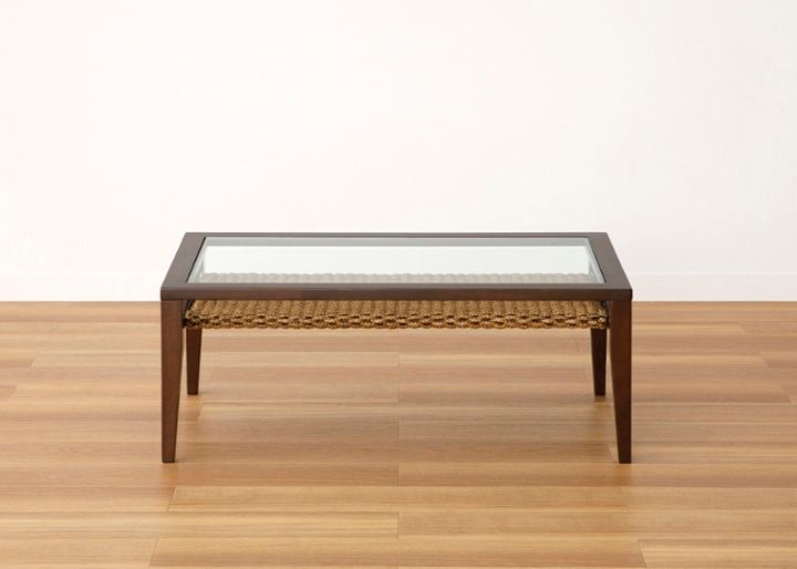 ケイ・ローテーブル (ヒヤシンス)～収納付き～涼しげなガラス天板と