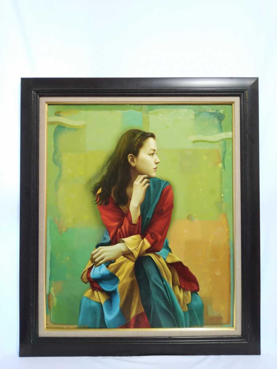 現代美術、小倉紀美子、婦人像、12号油彩 現代美術、小倉紀美子、婦人