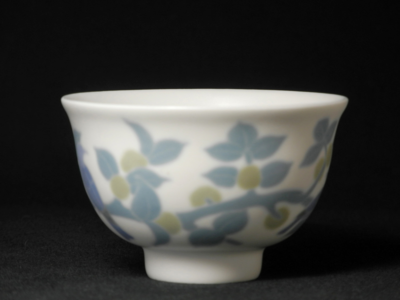 焼き物 斎藤勝美 葆光彩磁樹果鳥文ぐい呑 骨董品 古美術 【公式通販】