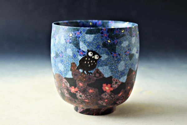 新品】A922 小林佐和子 月夜の猫 ぐい呑 共箱 未使用 保管品の落札情報