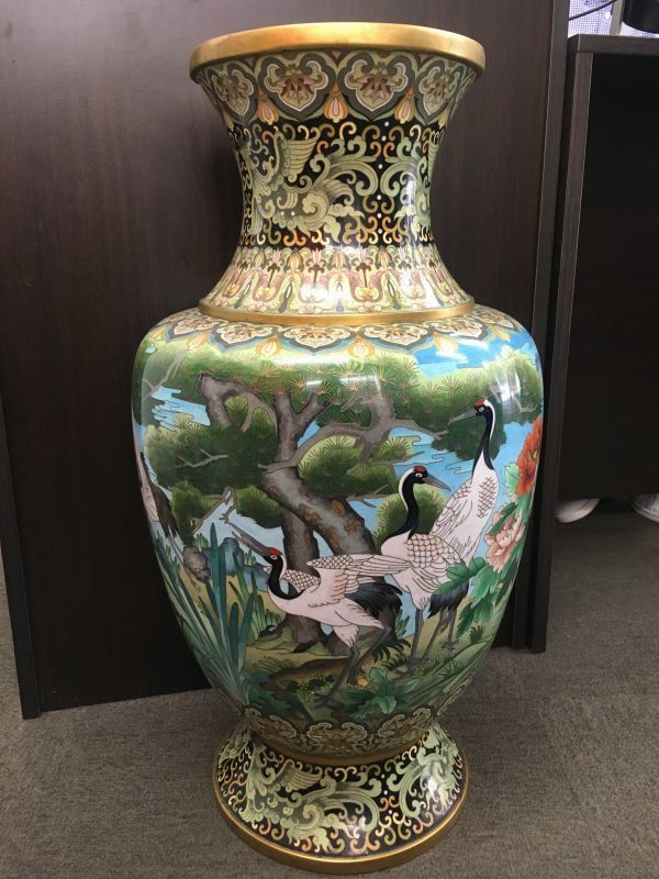 中国 清時代 在銘手描き花瓶 美術品 激安骨董品 DE1002B14-4 祖父蔵