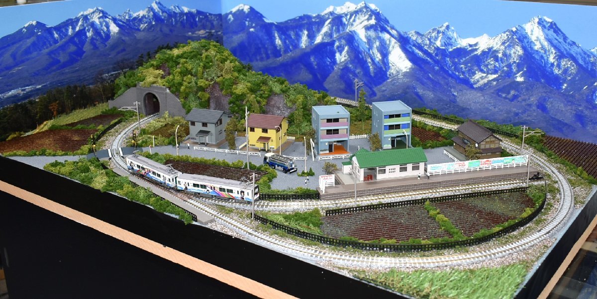 Nゲージ自作ジオラマ Nゲージミニジオラマ 昭和の風景 田舎駅