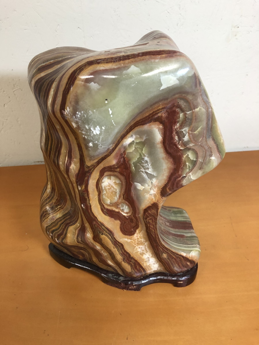 グリーンオニックス142キロ庭石鑑賞石石置物オブジェインテリア