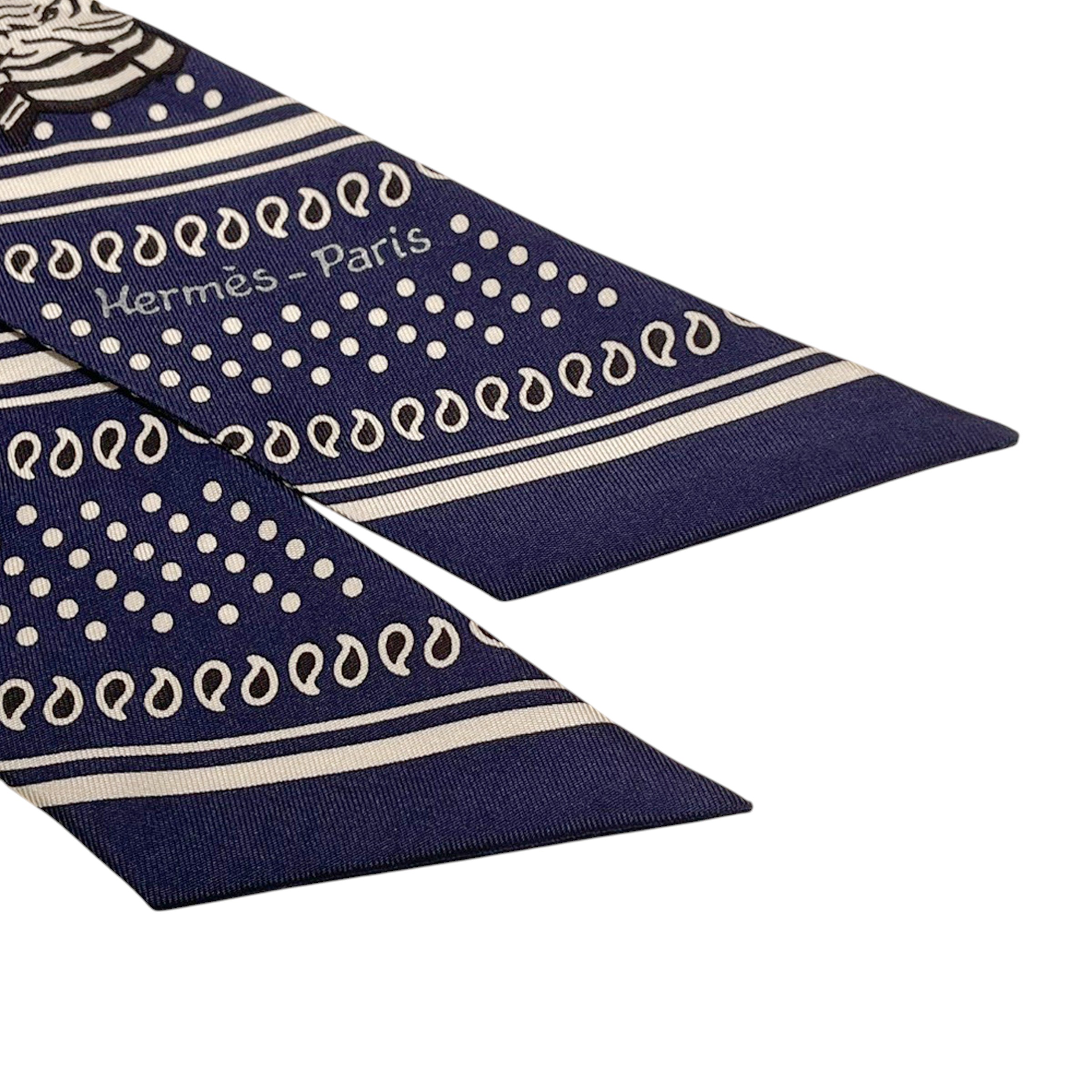 ランク A HERMÈS エルメス ツイリー ゼブラ ネイビー シルク - GINZA