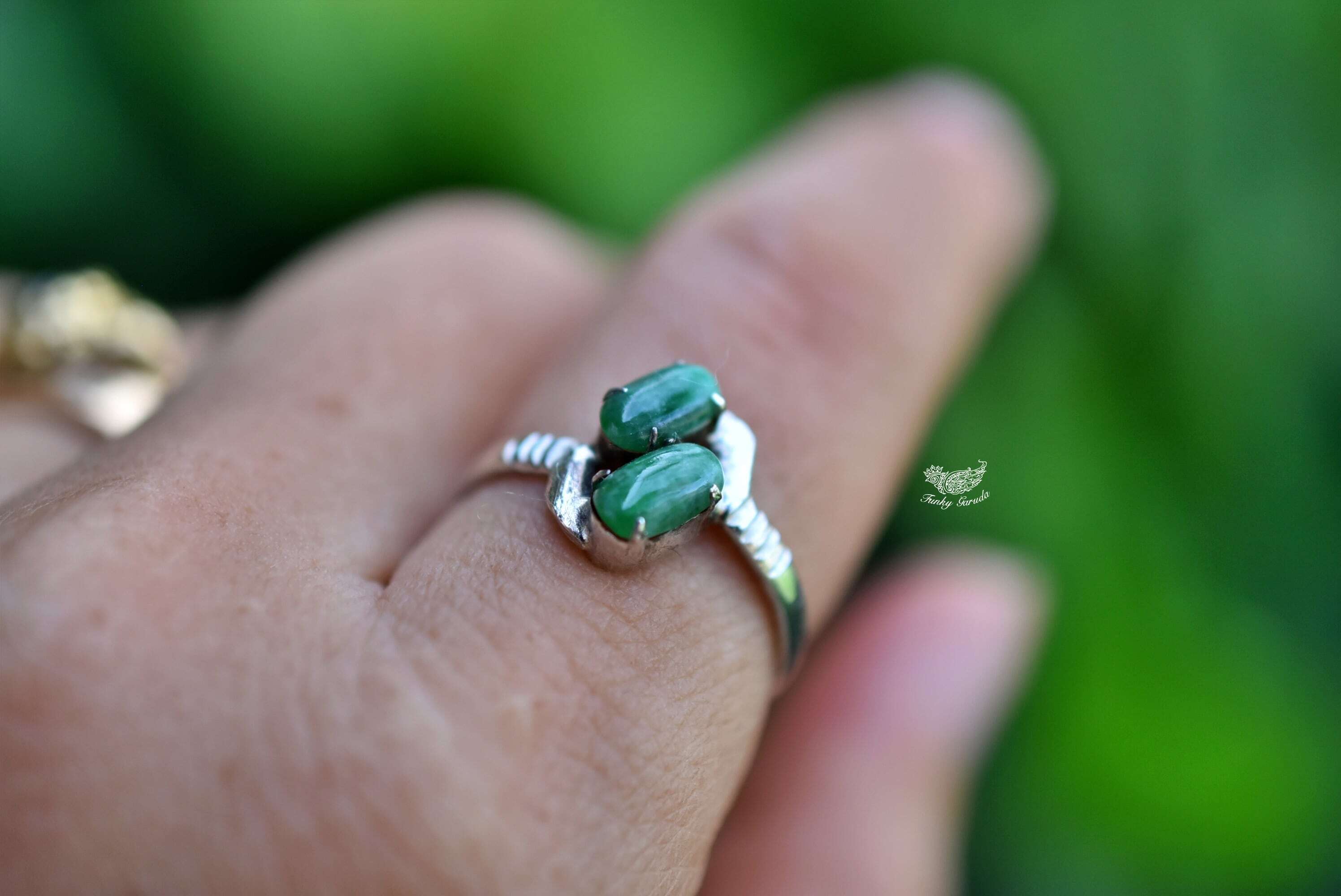 天然石】【ハンドメイド】本翡翠☆jede☆シルバーリング1059