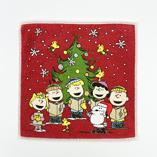 スヌーピー クリスマスツリー ミニタオル レッド 西川 日本製 SNOOPY