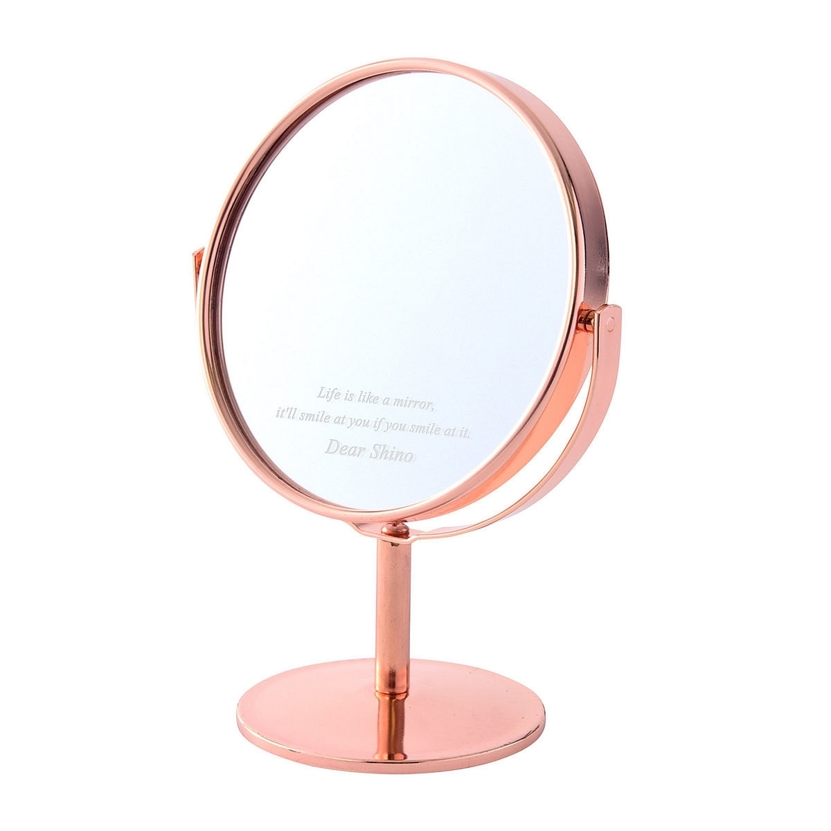 スタンドミラー ピンク ピンクゴールドのオリジナルメッセージ入り卓上