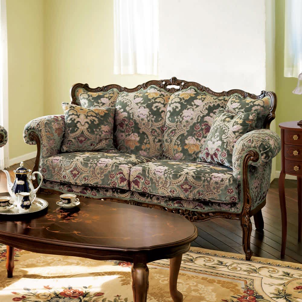 イタリア製 金華山織り張り クラシックデラックスソファII ラブソファ