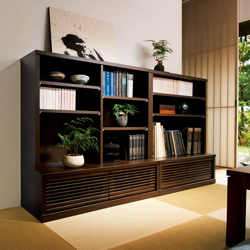 タモ天然木格子本棚 ロータイプ（高さ105cm） 幅80cm 通販 - ディノス