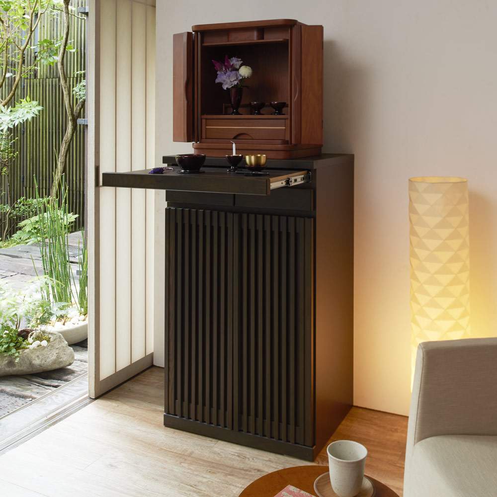 格子天然木仏壇キャビネット 高さ101cm 通販 - ディノス